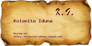 Kolonits Iduna névjegykártya